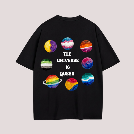 Oversized T-shirt "THE UNIVERSE IS QUEER"